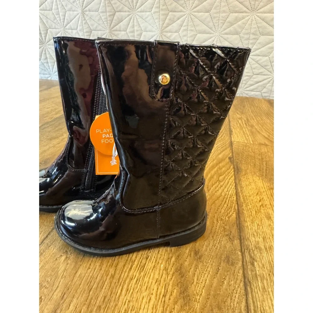 Gymboree Classics Boots Girls Size 7‎ Black Faux Patent Leather Shoes Tall New